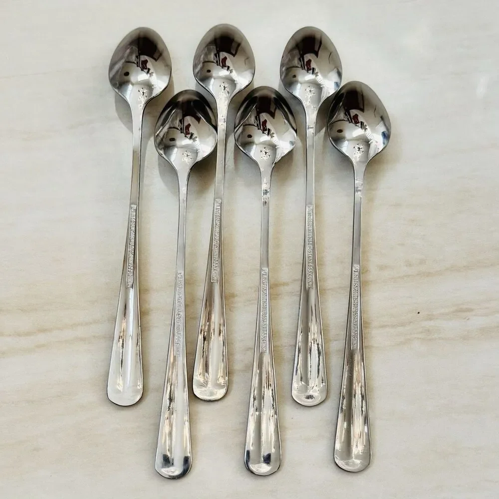 6pc INTERNATIONAL Gran Royal Stainless Iced Tea Spoon 7 1/2” Glossy Replacement